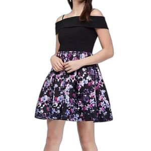 Morgan & Co Foldover Off-the-shoulder Floral Skirt Mini Dress Size 8